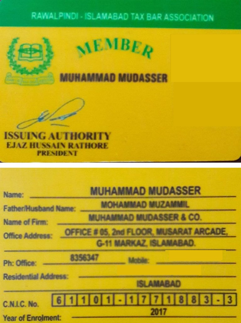 Rawalpindi Islamabad Tax Bar Membership